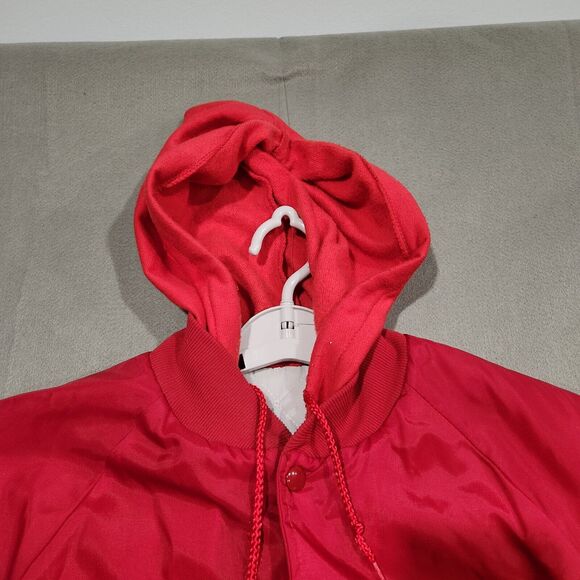 VTG United States Marine Corps USMC Mens Hooded Lined Red Satin Bomber Jacket - Picture 5 of 13